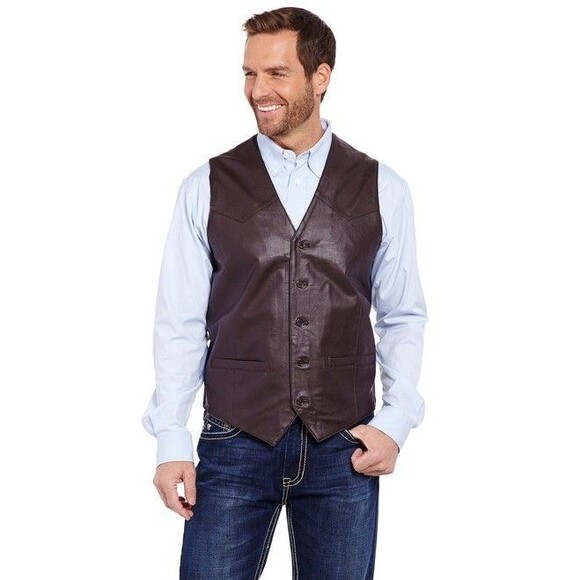 Cripple Creek Men's Button Front Lamb Vest Chocolate Brown Size XL NWT - Picture 1 of 2
